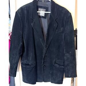 VTG North Beach 100% Black Suede Leather Jacket Blazer Mens 42R Michael Hoban